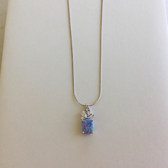 Sterling Blue Lavender Lab Opal Necklace - Picture 11 of 16